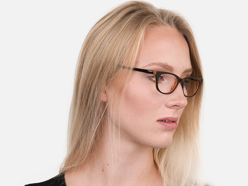 Petite Black and Orange Rectangular Glasses -1