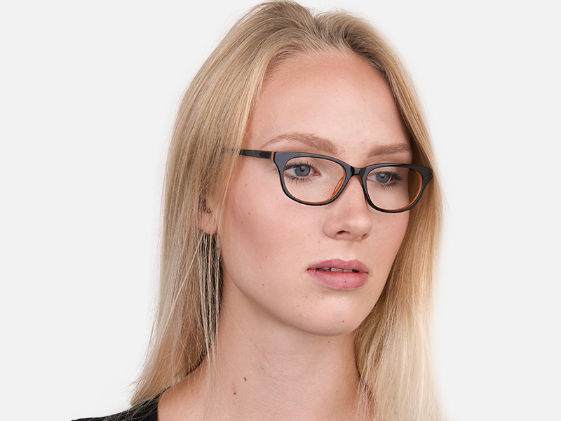 Petite Black and Orange Rectangular Glasses -1