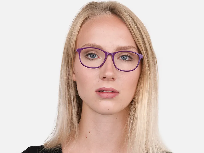 Women Raisin Purple Rectangle Glasses -2