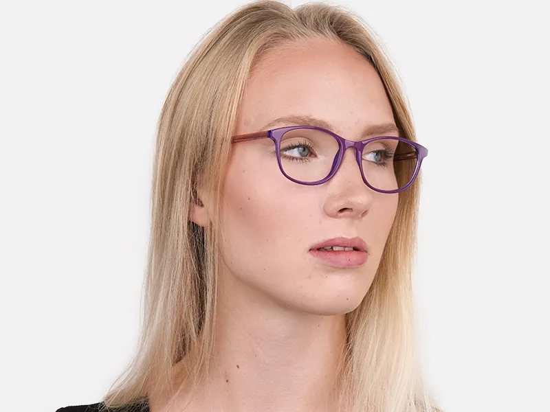 Women Raisin Purple Rectangle Glasses -2