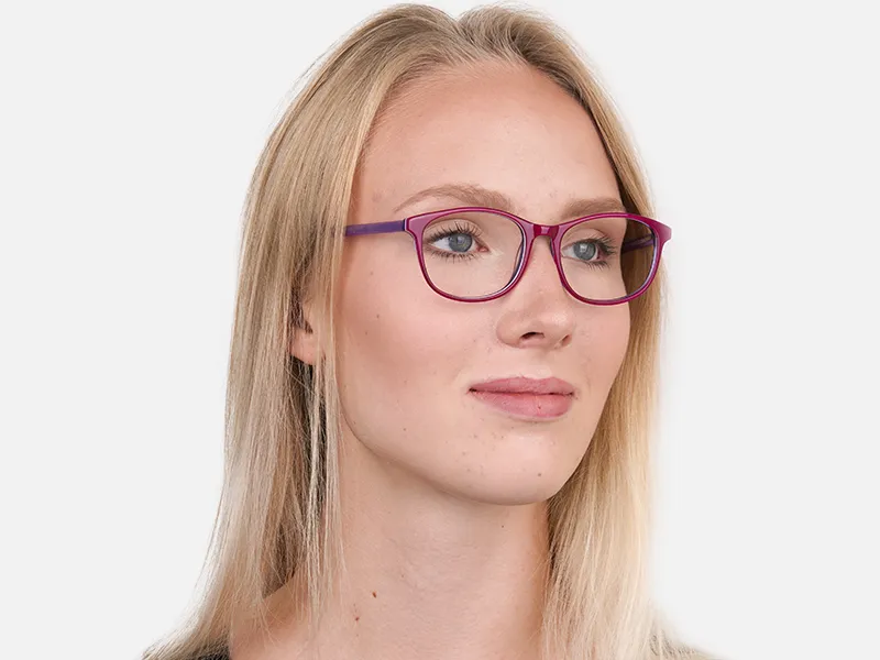 Berry Purple Rectangular Eyeglasses Frame Unisex-2
