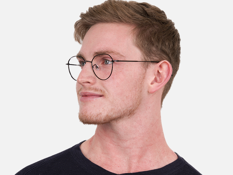 Black Metal Aviator Frames Glasses Unisex-1