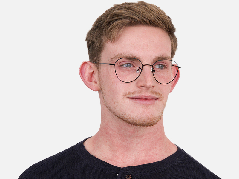 Black Metal Aviator Frames Glasses Unisex-1