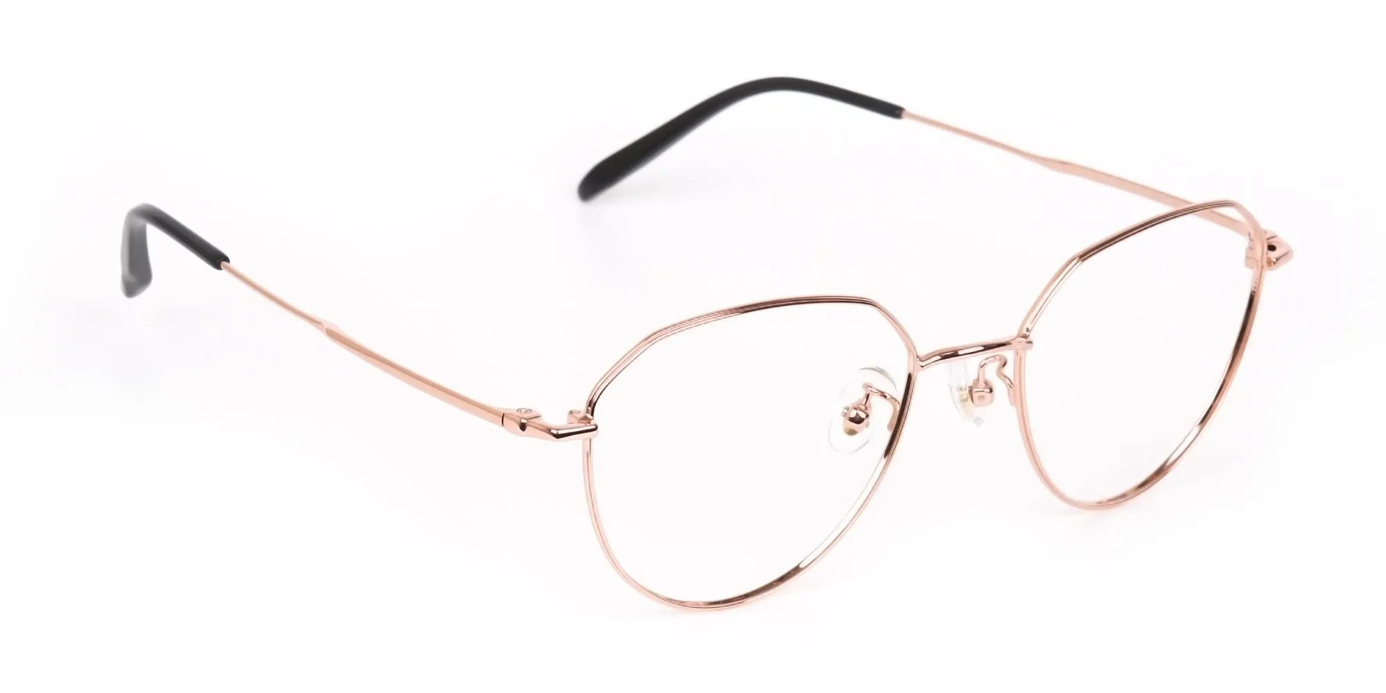 Rose Gold Metal Pilot Glasses Frame Unisex-2