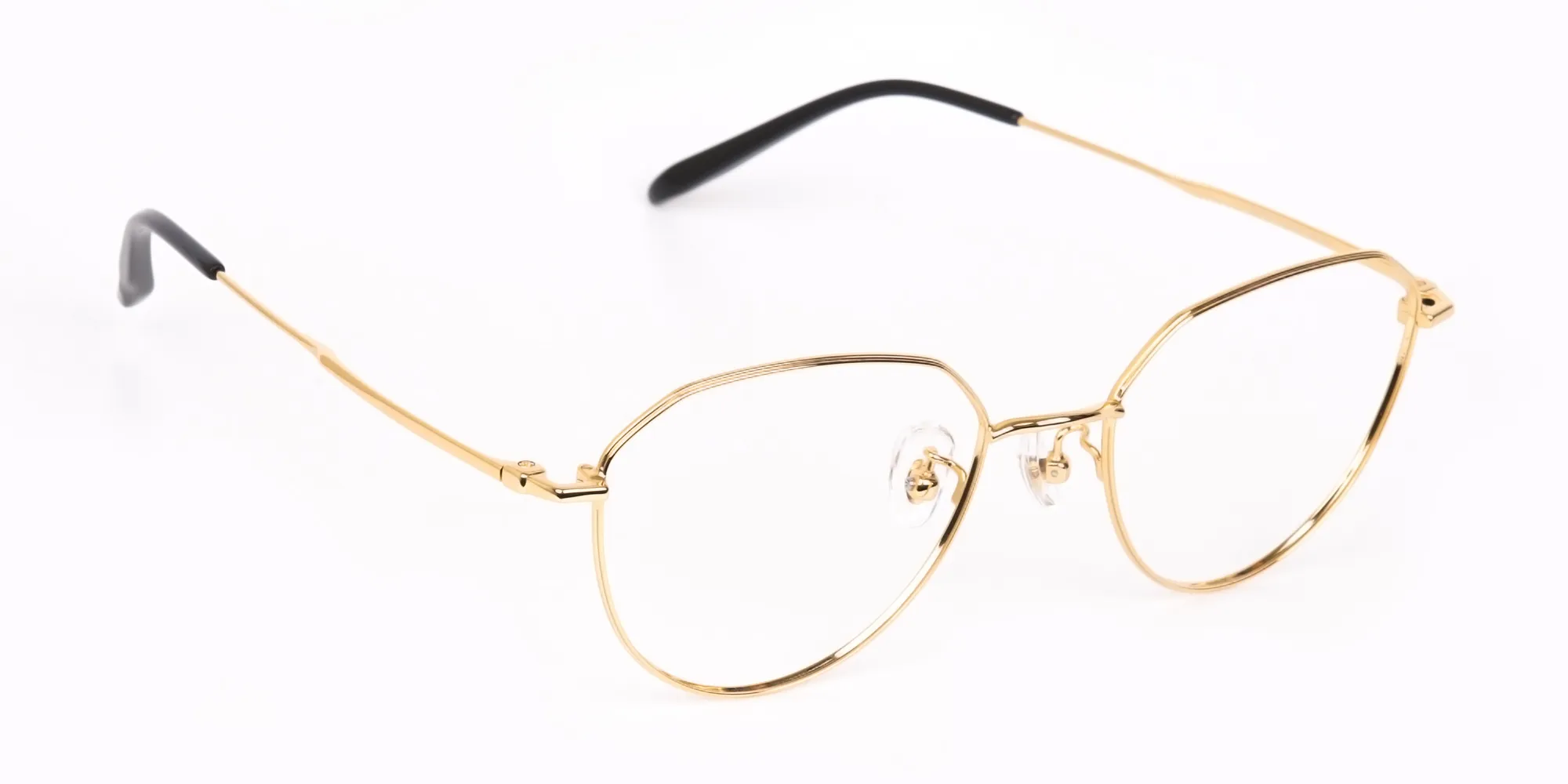 Gold Metal Pilot Glasses Frame For Unisex-1