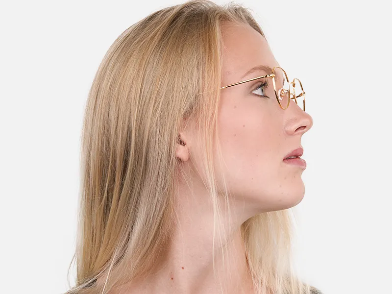 Gold Metal Pilot Glasses Frame For Unisex-1