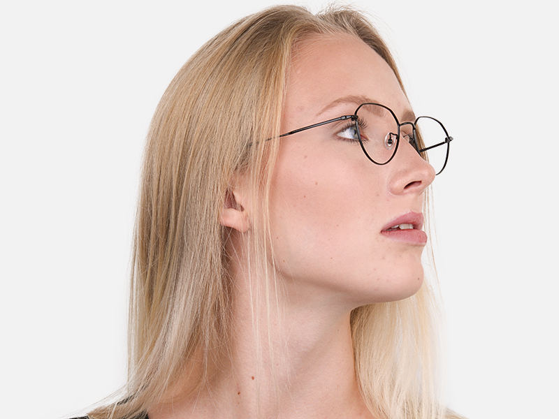 Black Metal Aviator Frames Glasses Unisex-1