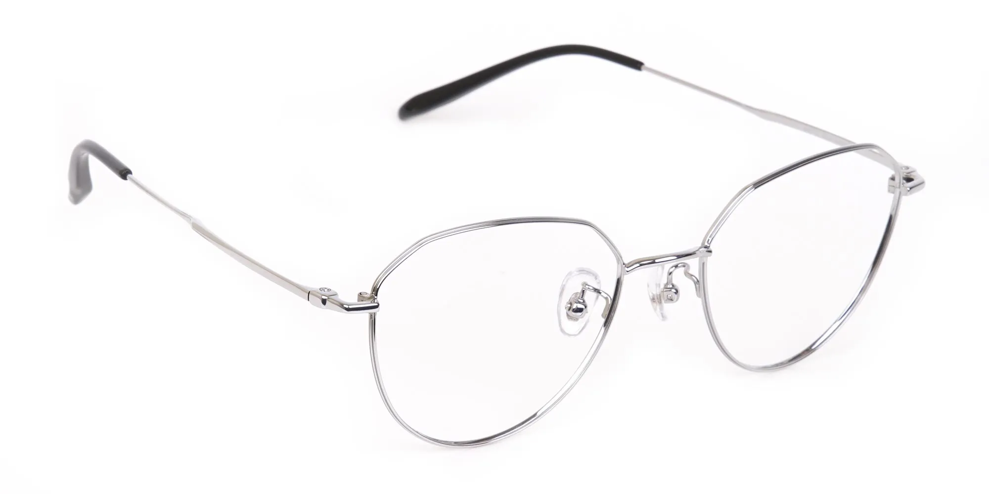 Silver Metal Pilot Glasses Frame Unisex-2