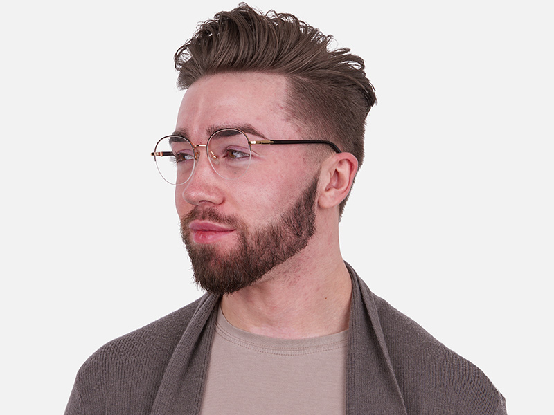 Black & Gold Half-rimmed Designer Glasses UK-1