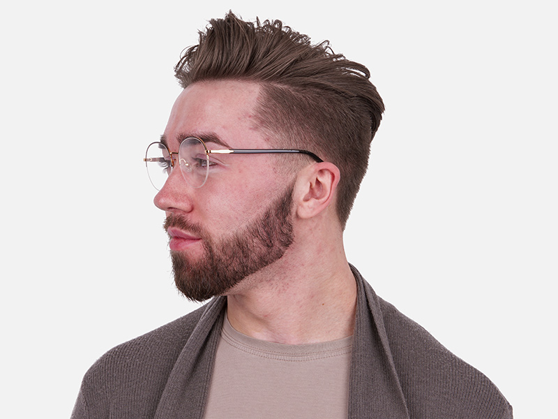 Black & Gold Half-rimmed Designer Glasses UK-1