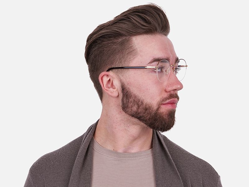 Black & Gold Half-rimmed Designer Glasses UK-1