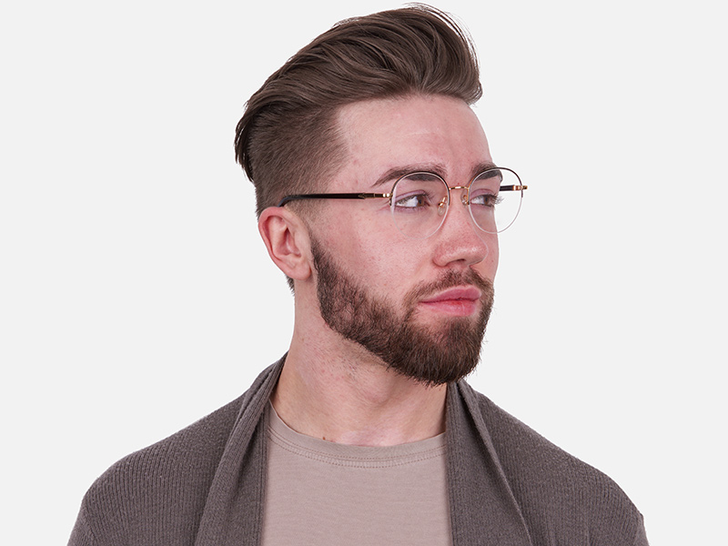 Black & Gold Half-rimmed Designer Glasses UK-1