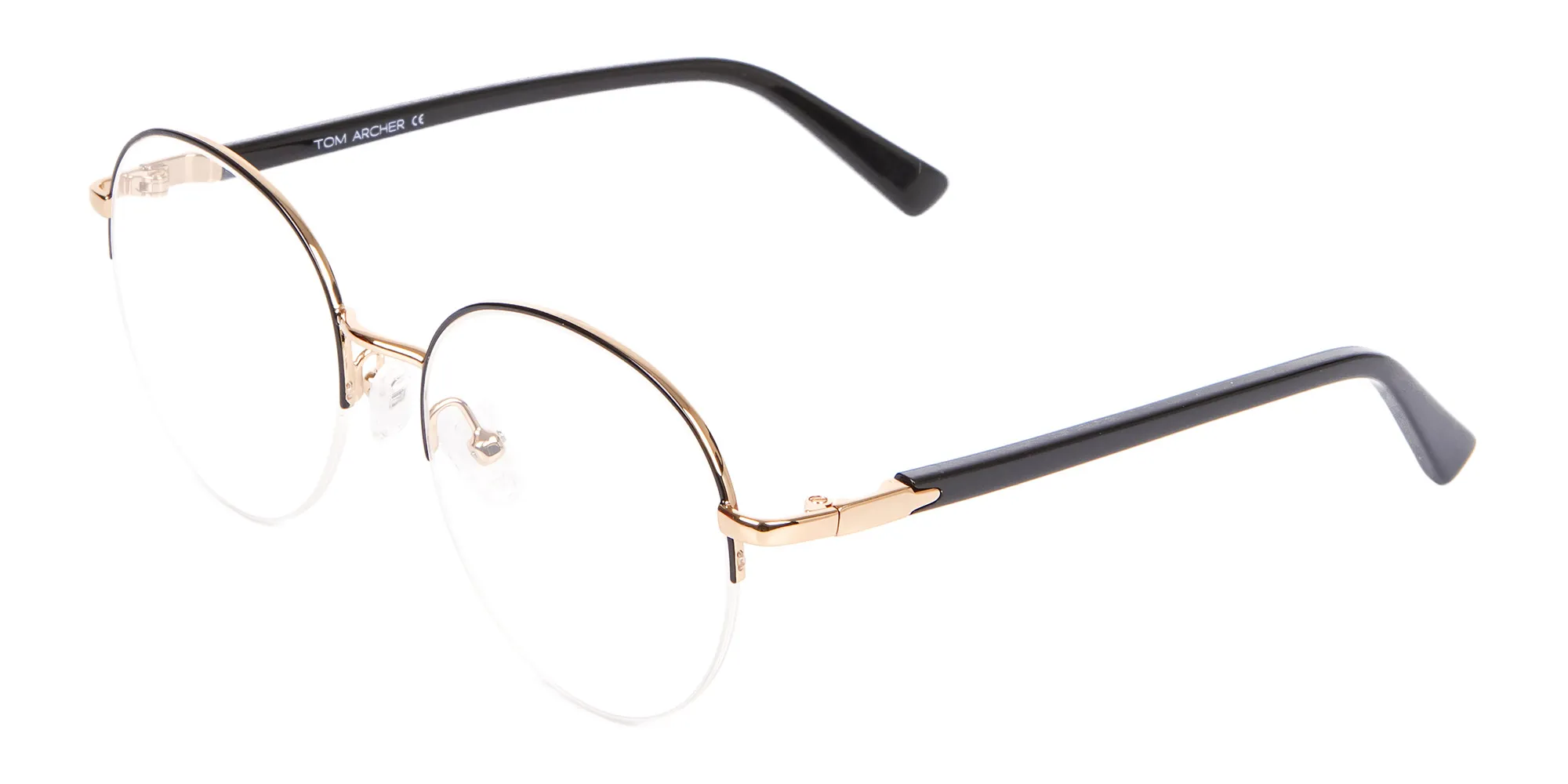 Black & Gold Half-rimmed Designer Glasses UK-2