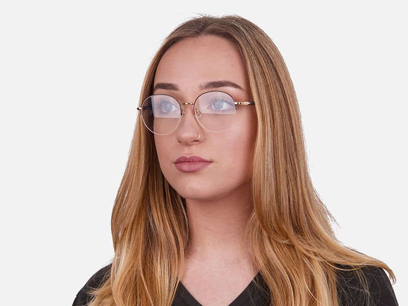 Black & Gold Half-rimmed Designer Glasses UK-1
