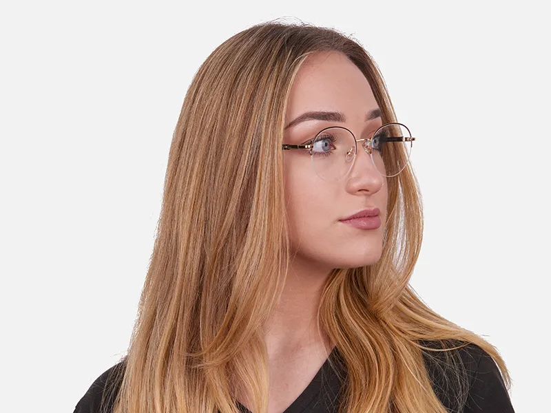 Black & Gold Half-rimmed Designer Glasses UK-2