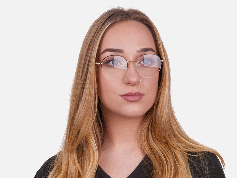 Black & Gold Half-rimmed Designer Glasses UK-1