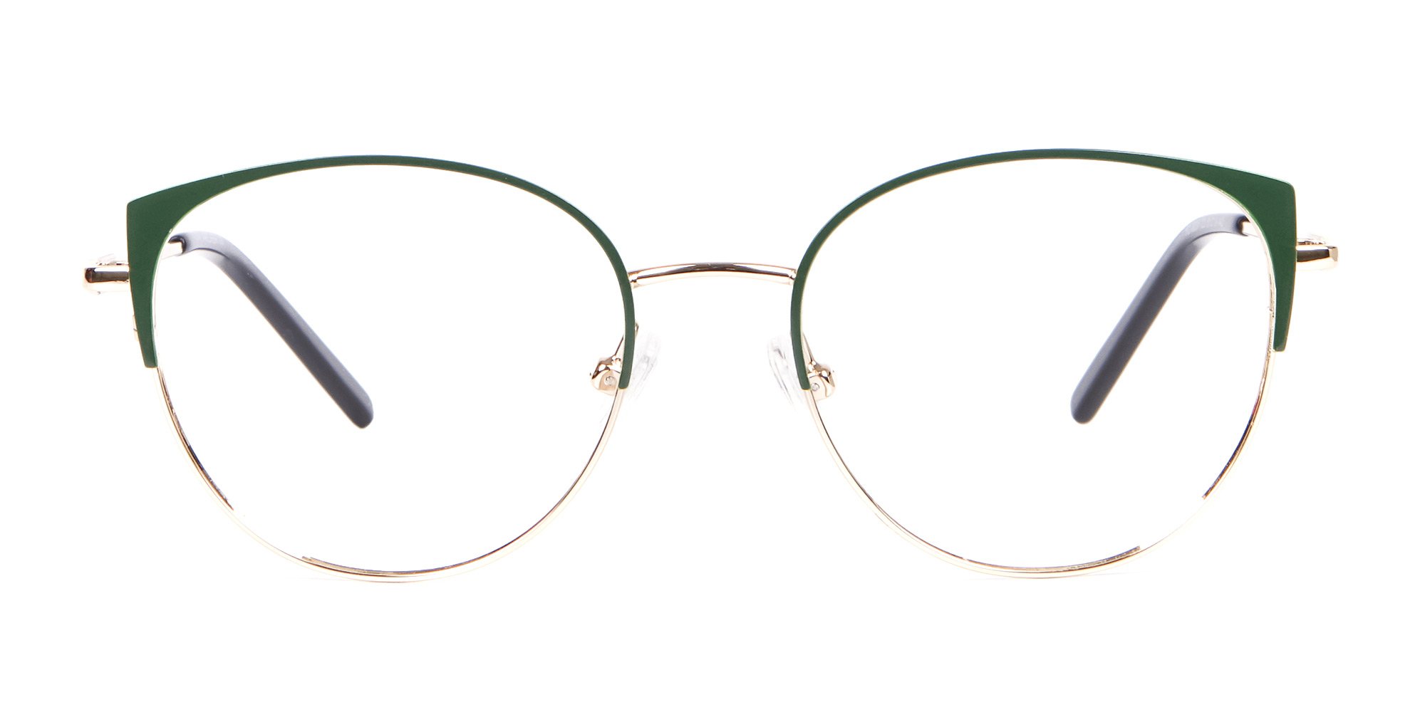 Gold and Hunter Green Metal Glasses in Round 2020 eyewear trends