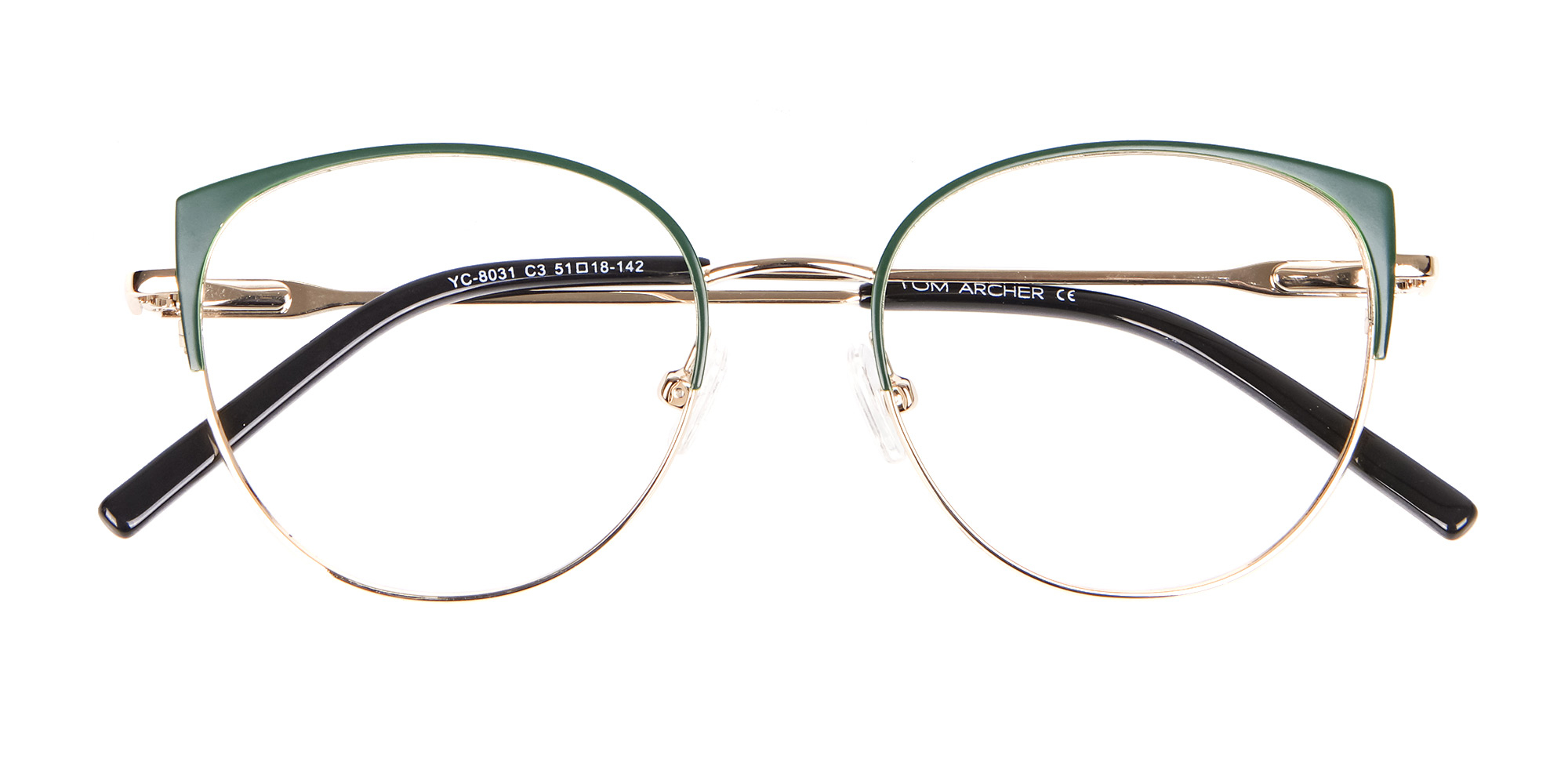 Vintage Inspired Glasses Green and Metal Frame - 1