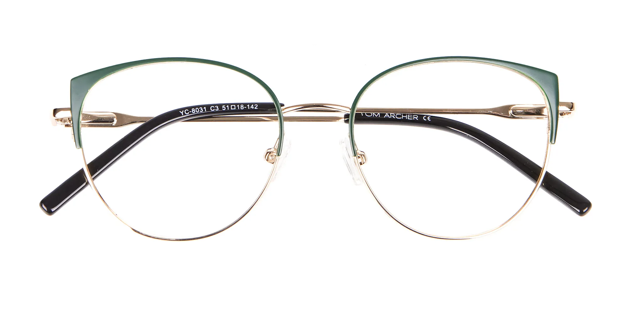 Vintage Inspired Glasses Green and Metal Frame - 2