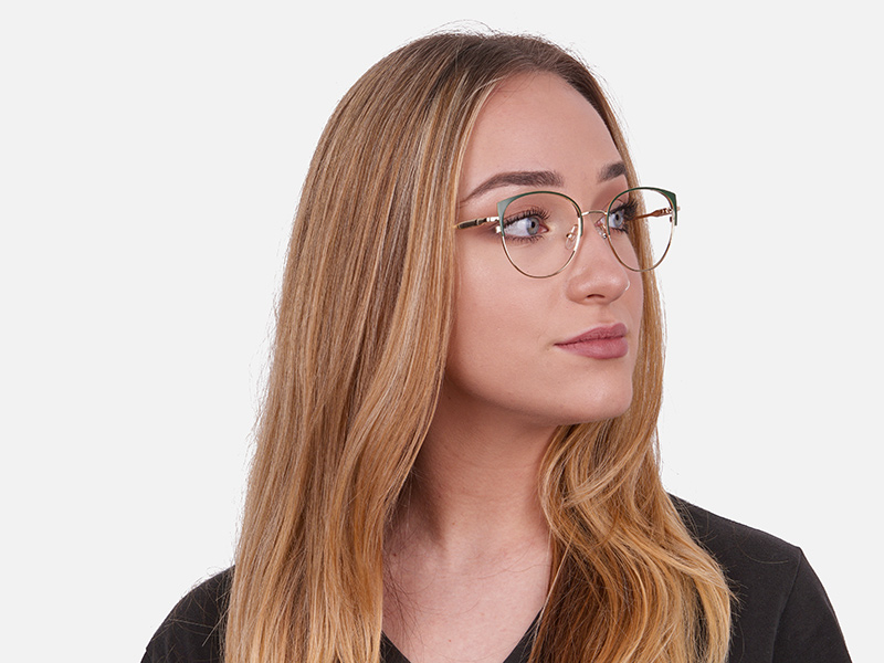 Vintage Inspired Glasses Green and Metal Frame - 1