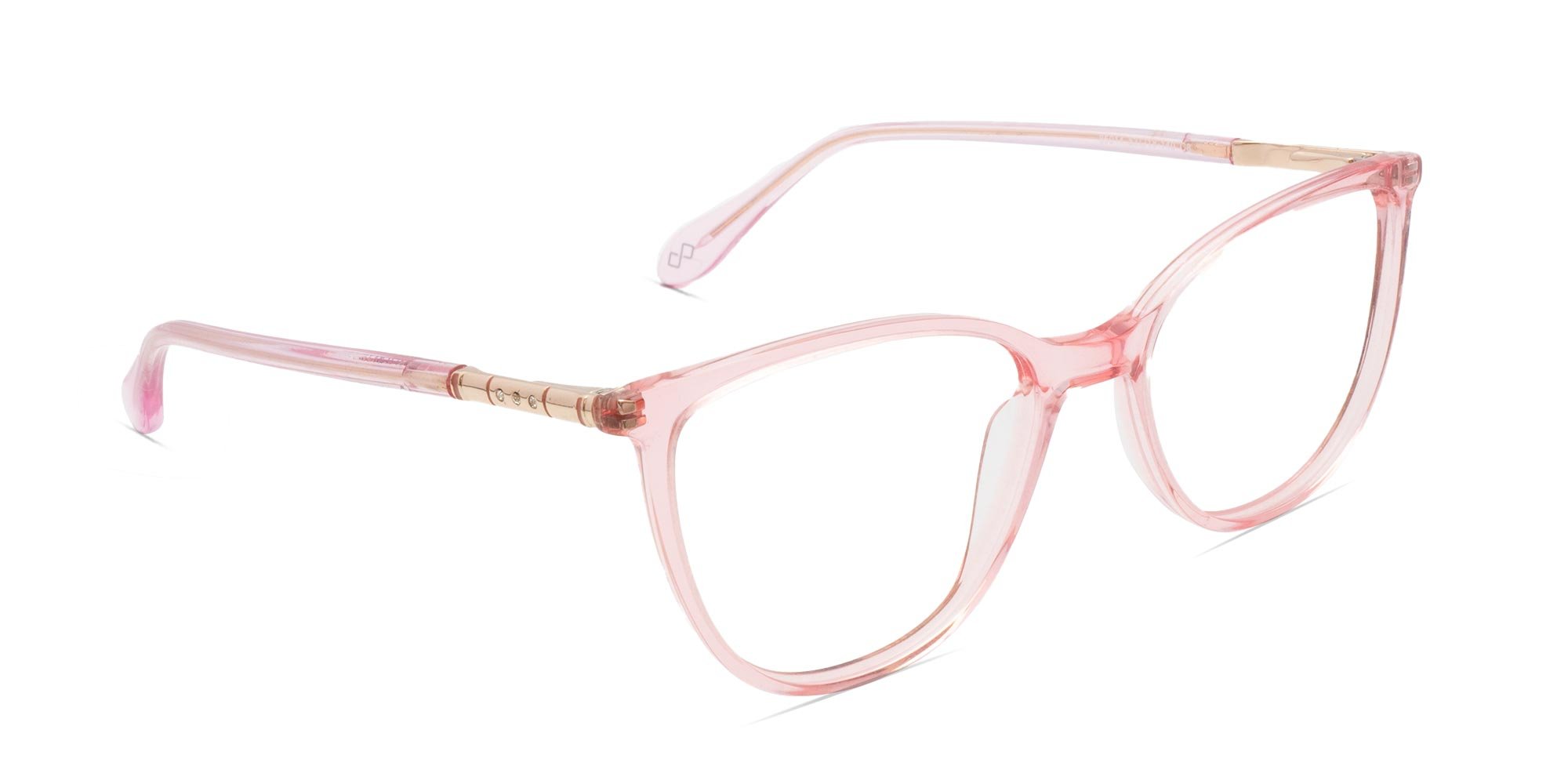 Clear Pink Cat Eye Glasses-2