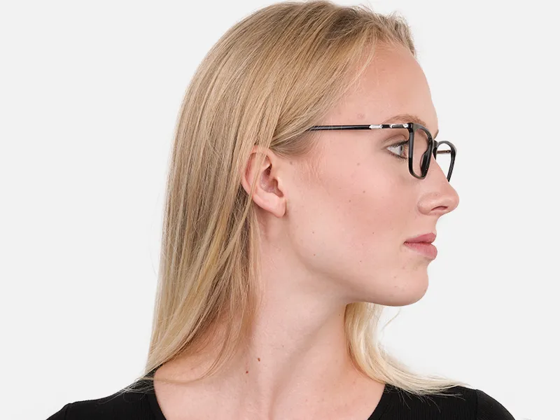 Women Black Rectangle Designer Glasses Frame-2