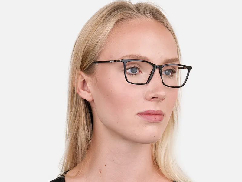 Women Black Rectangle Designer Glasses Frame-2