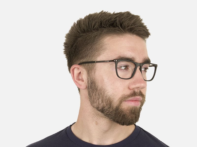 Matte Black Rectangle Spectacles in Acetate - 1
