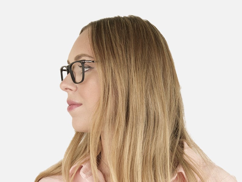 Matte Black Rectangle Spectacles in Acetate - 1