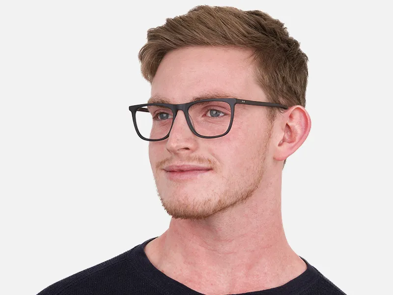 Matte Black Acetate Designer Eyeglasses Unisex-2