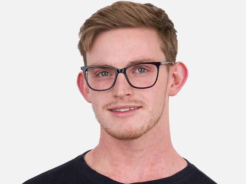 Black Designer Glasses with Purple Stripe Unisex-2