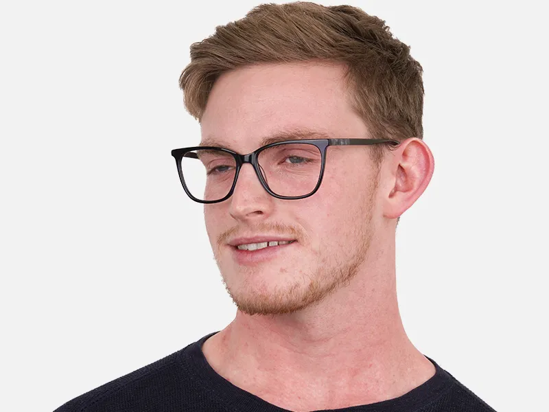 Black Designer Glasses with Purple Stripe Unisex-2