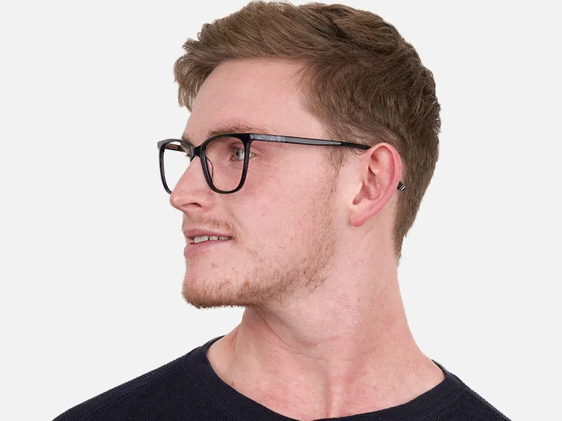 Black Designer Glasses with Purple Stripe Unisex-2