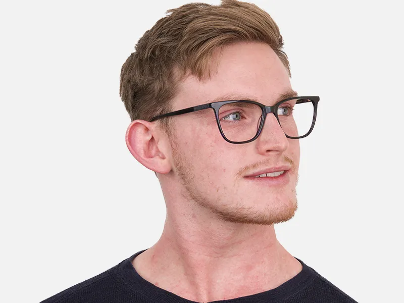 Black Designer Glasses with Purple Stripe Unisex-2