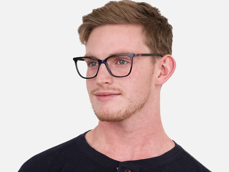 Designer Dark Dusty Blue Eyeglasses Unisex-2