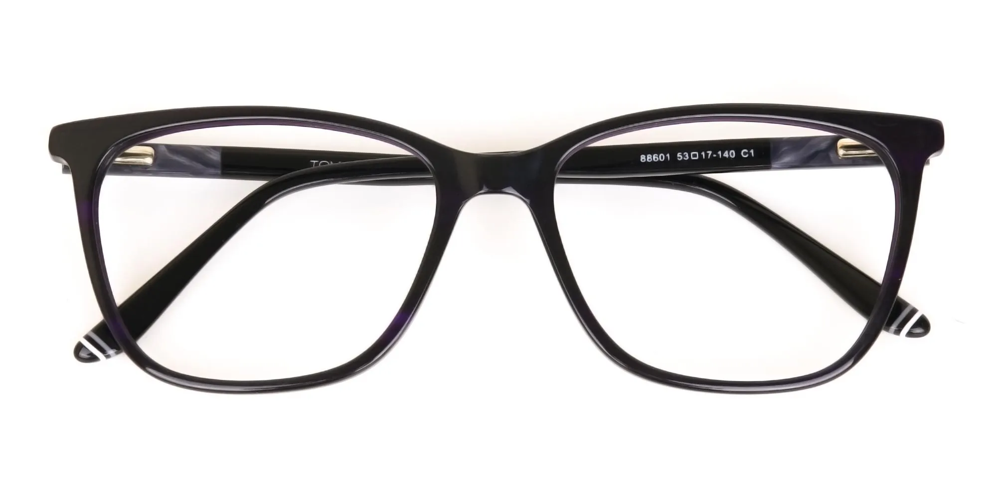 Black Designer Glasses with Purple Stripe Unisex-2