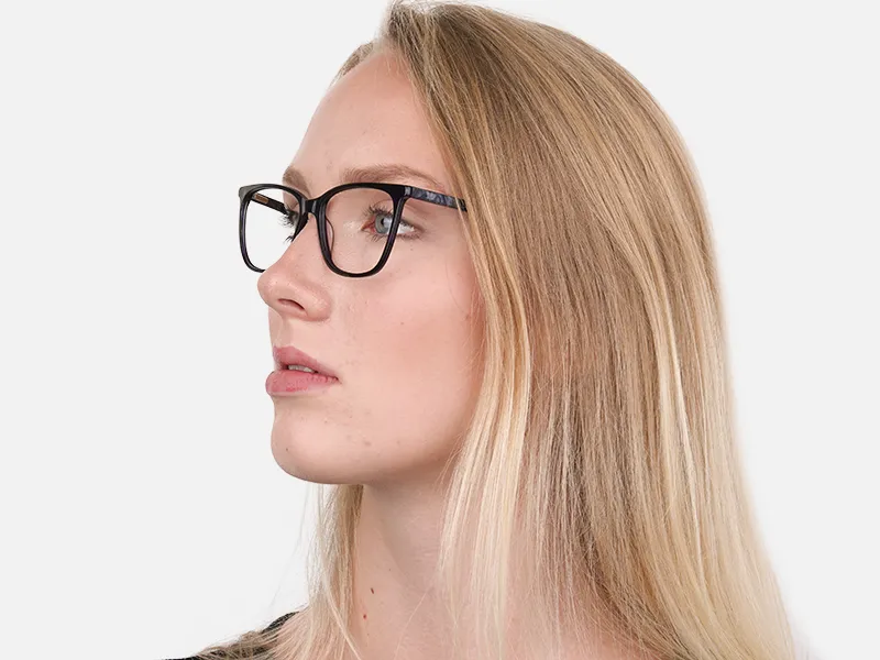 Black Designer Glasses with Purple Stripe Unisex-2