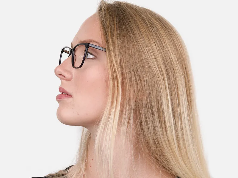 Black Designer Glasses with Purple Stripe Unisex-2