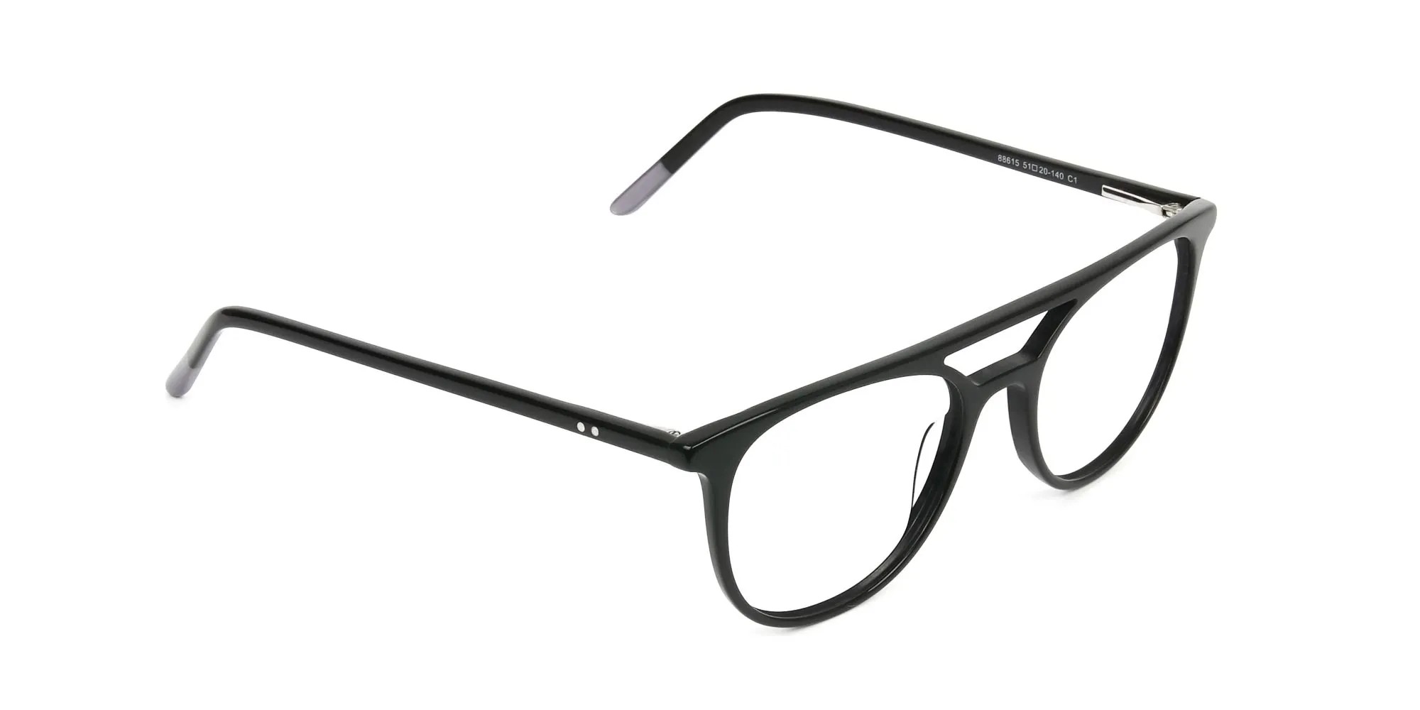 Black Acetate Pilot Spectacles - 2