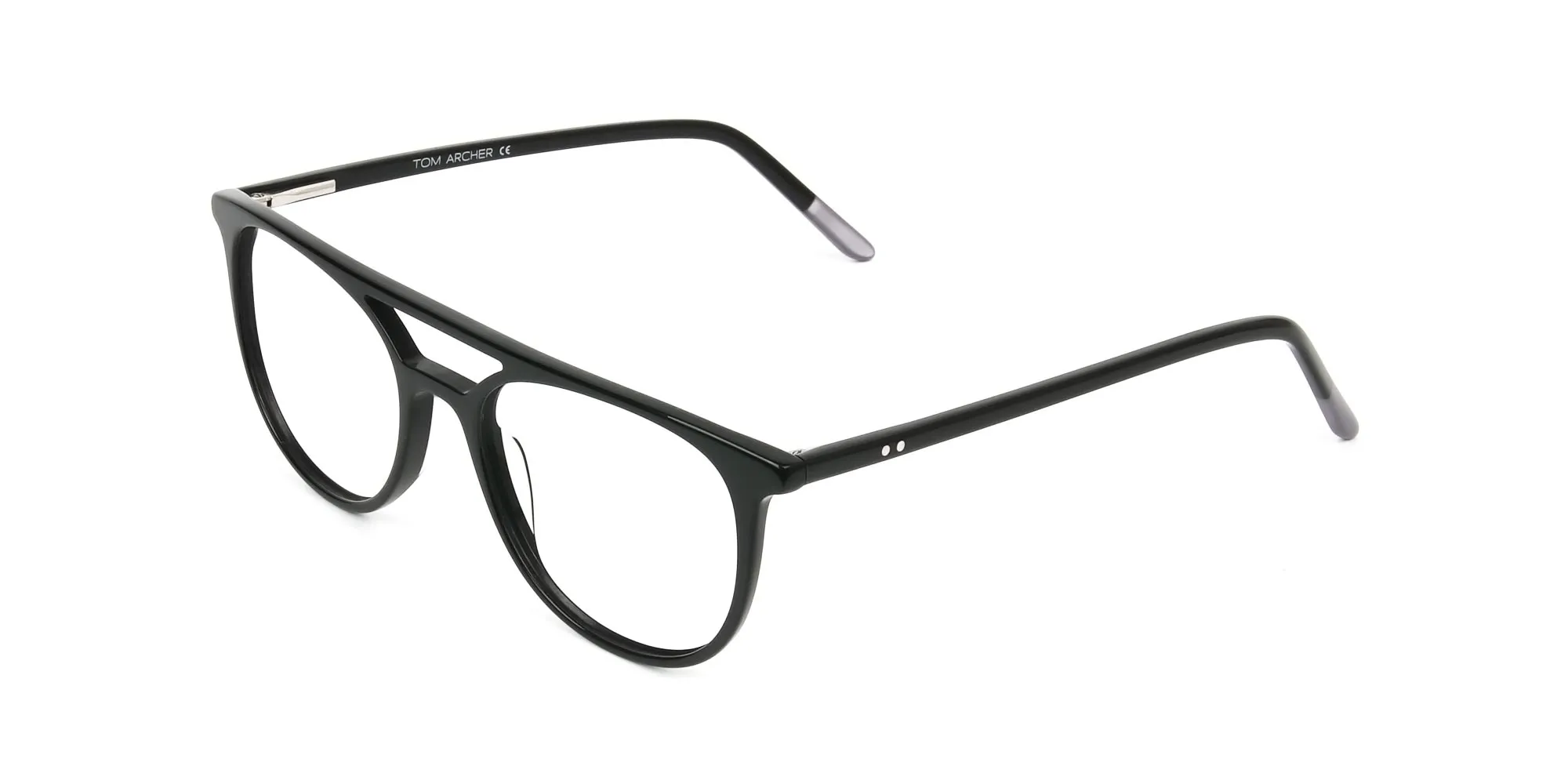 Black Acetate Pilot Spectacles - 2