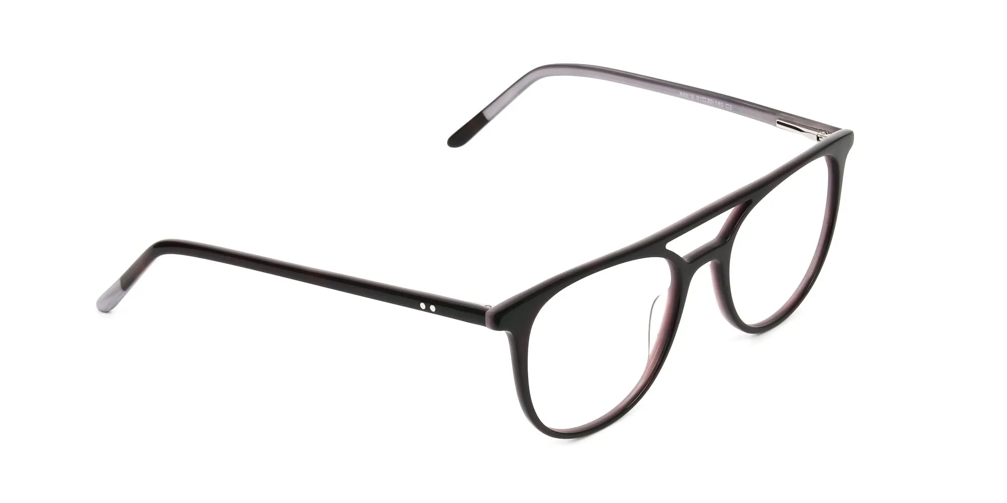 Dark Brown and Silver Lilac Aviator Spectacles - 2
