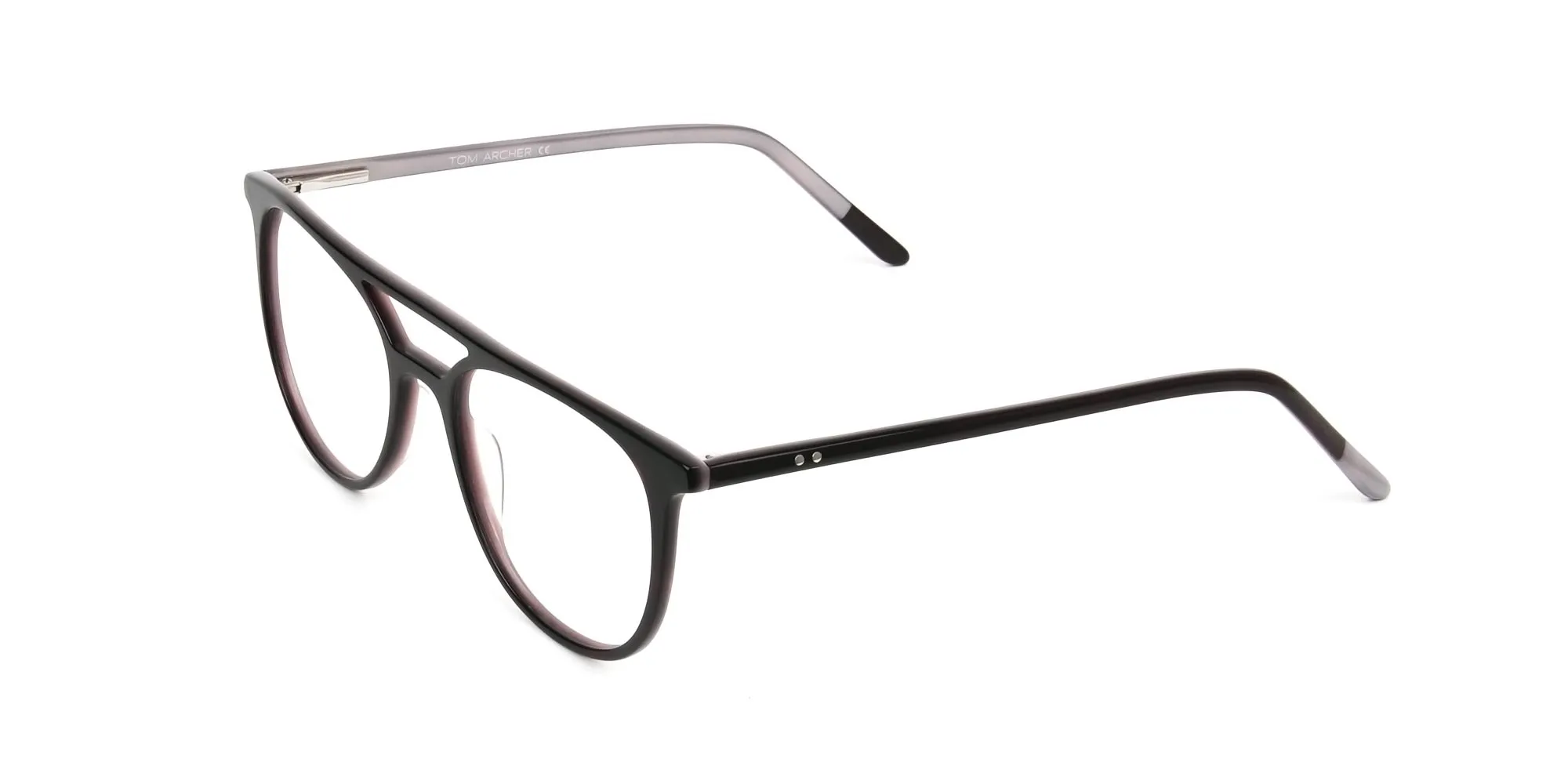 Dark Brown and Silver Lilac Pilot Spectacles - 2