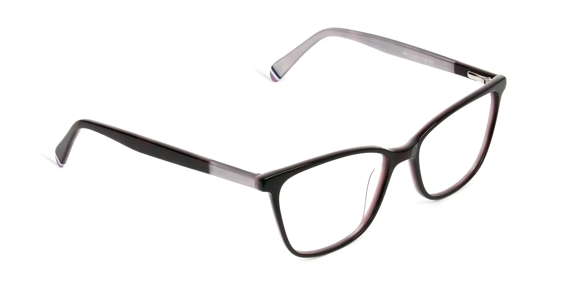 Dark Brown & Silver Lilac Rectangular Spectacles  - 2