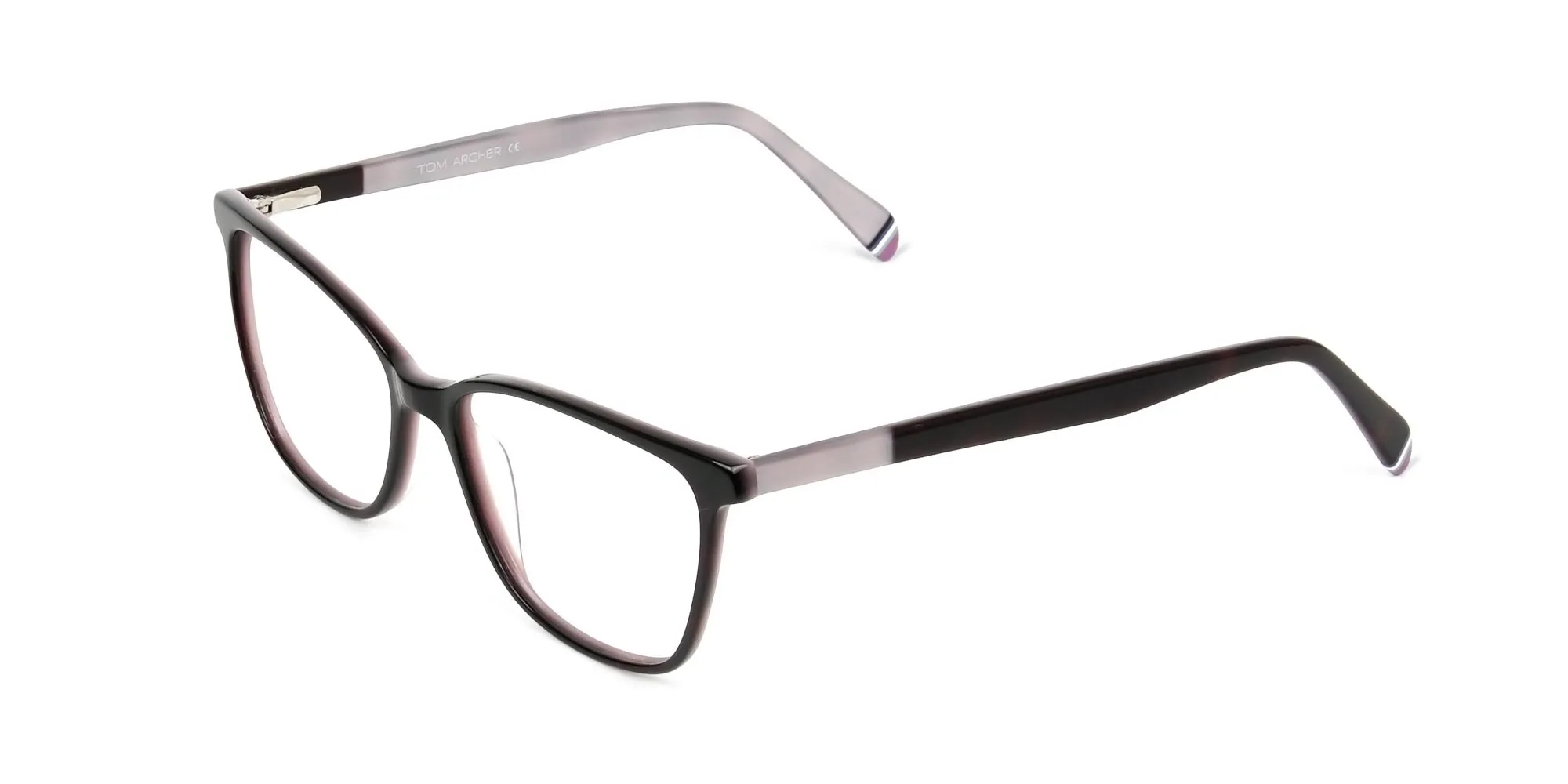 Dark Brown & Silver Lilac Rectangular Spectacles  - 2