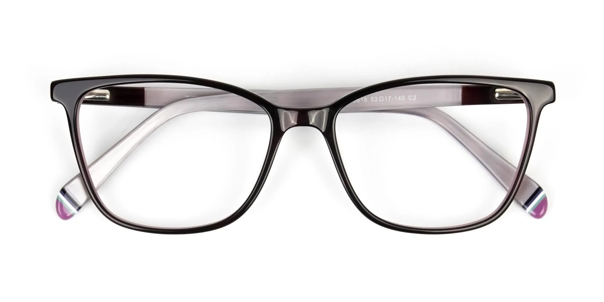 Dark Brown & Silver Lilac Rectangular Spectacles  - 2