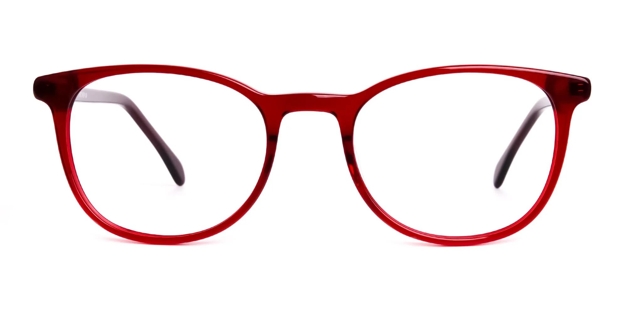 Wine Red Translucent Round Glasses Frames-2