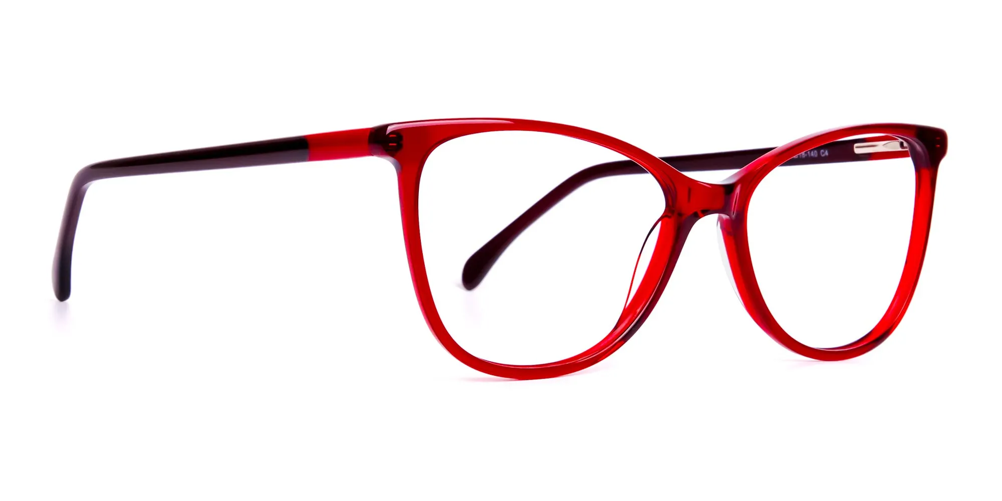 wine red translucent cat eye glasses -2