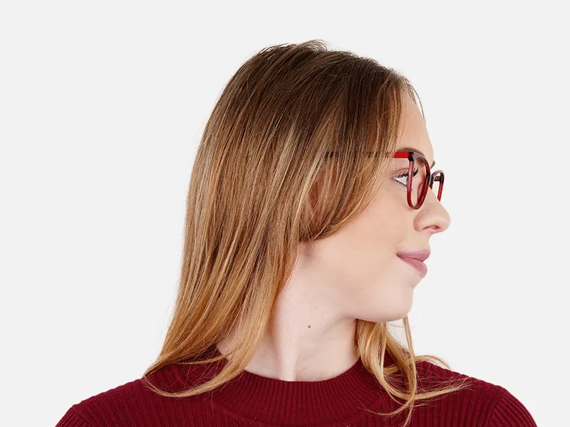 wine red translucent cat eye glasses -2