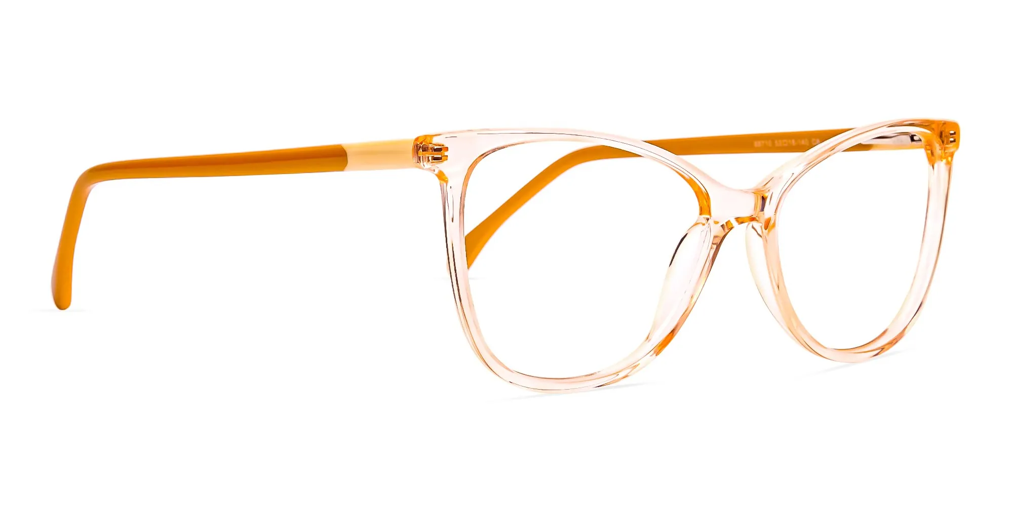 Crystal Clear or Transparent orange Colour Cat eye Glasses Frames-2