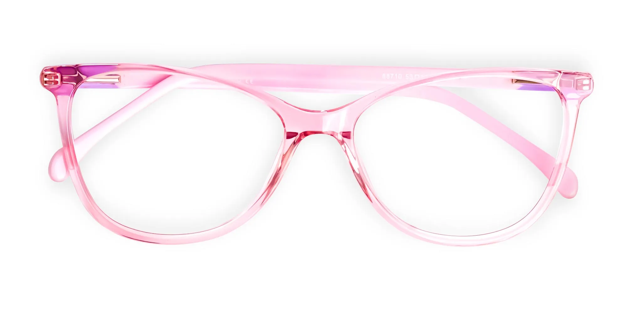 Crystal Clear or Transparent blossom and hot Pink Round Glasses Frames-2